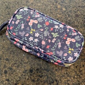 Floral Print Navy Zip Wallet Wristlet